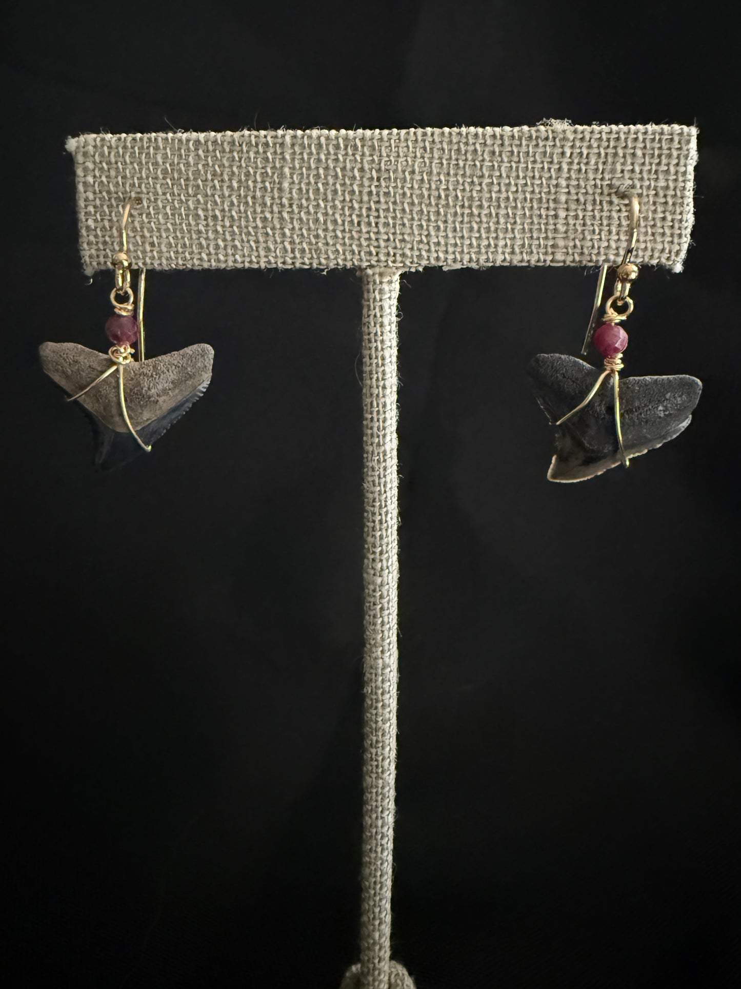 Shark Tooth Earrings- Gold & Tourmaline