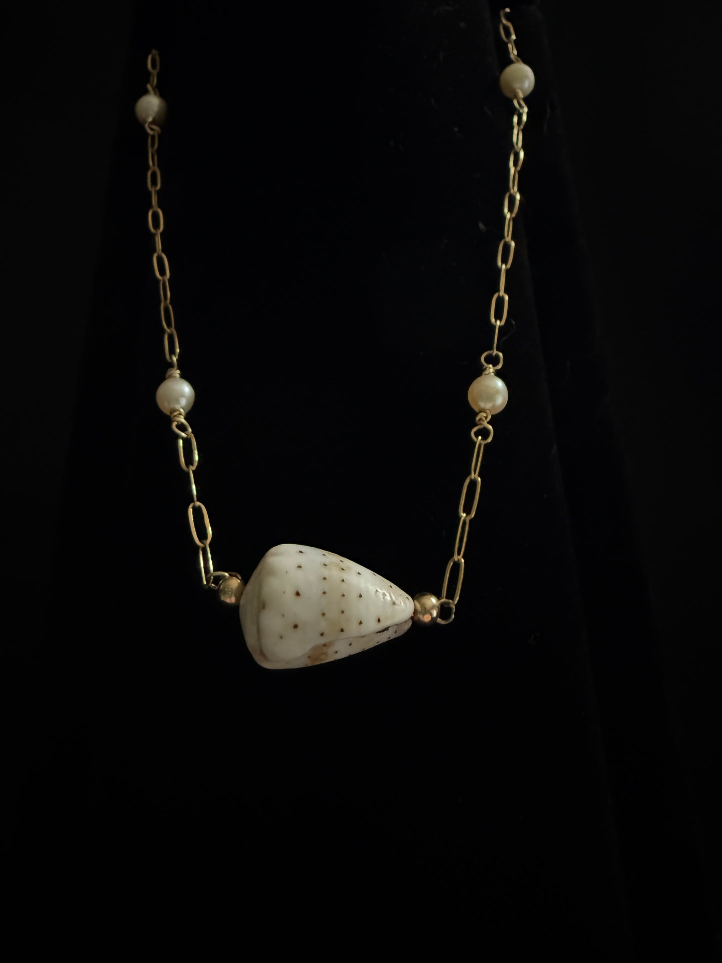 Abbreviated Cone & Pearl Necklace