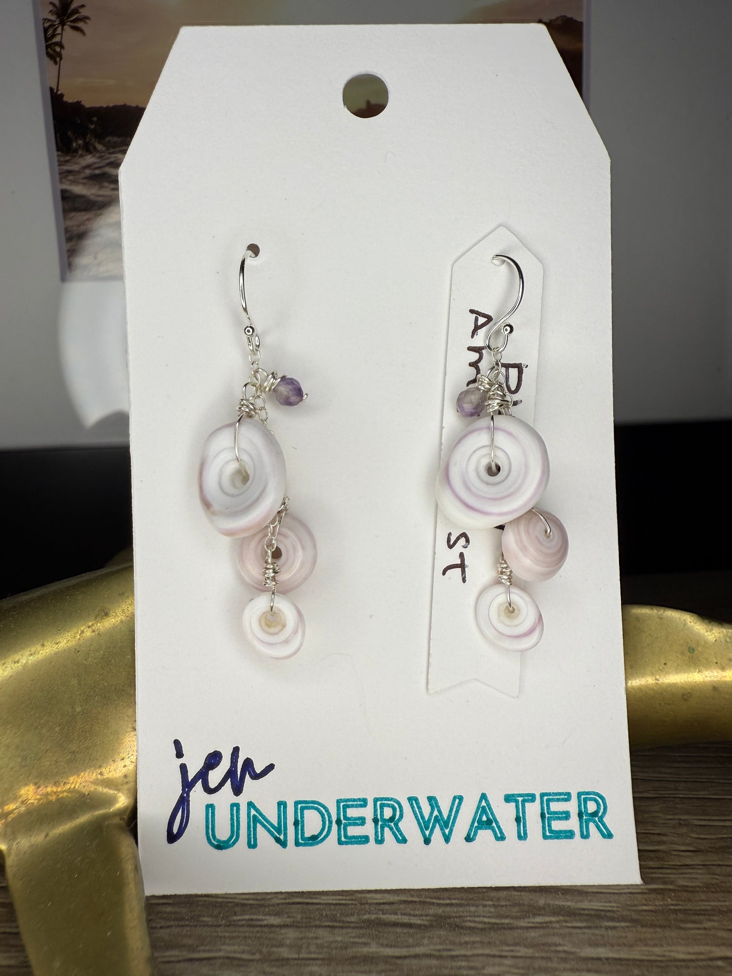 Puka Shell & Amethyst Earrings
