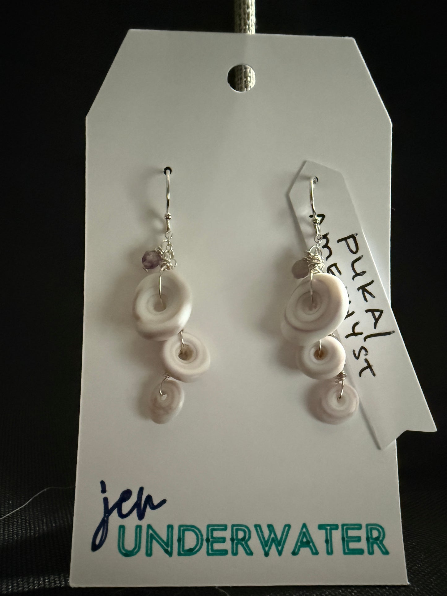 Puka Shell & Amethyst Earrings
