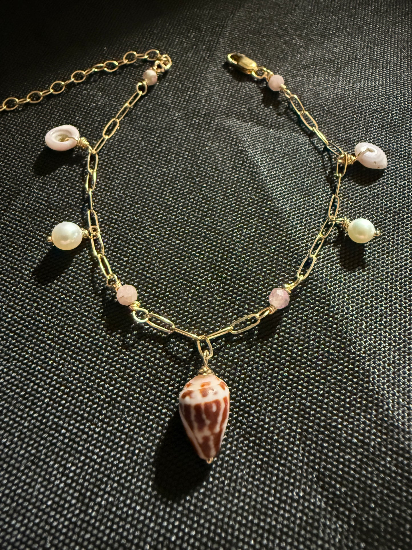 Chaldean Cone Bracelet with Pearls and Puka Shells