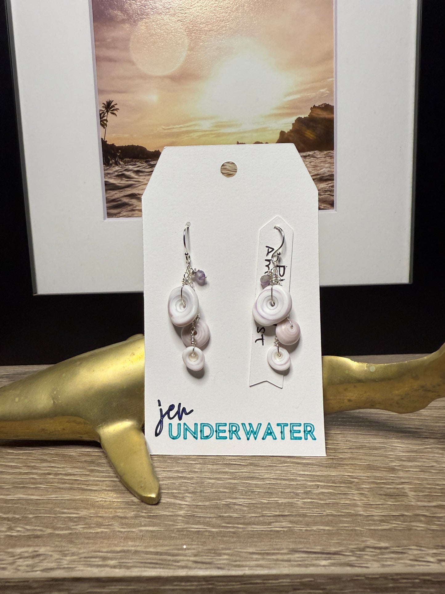 Puka Shell & Amethyst Earrings