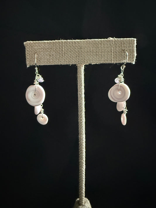 Puka Shell & Amethyst Earrings
