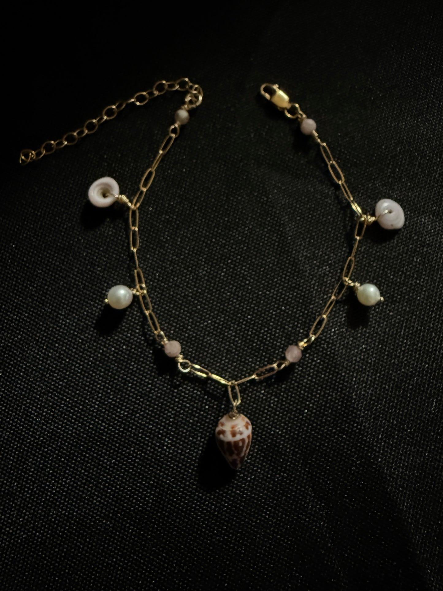 Chaldean Cone Bracelet with Pearls and Puka Shells