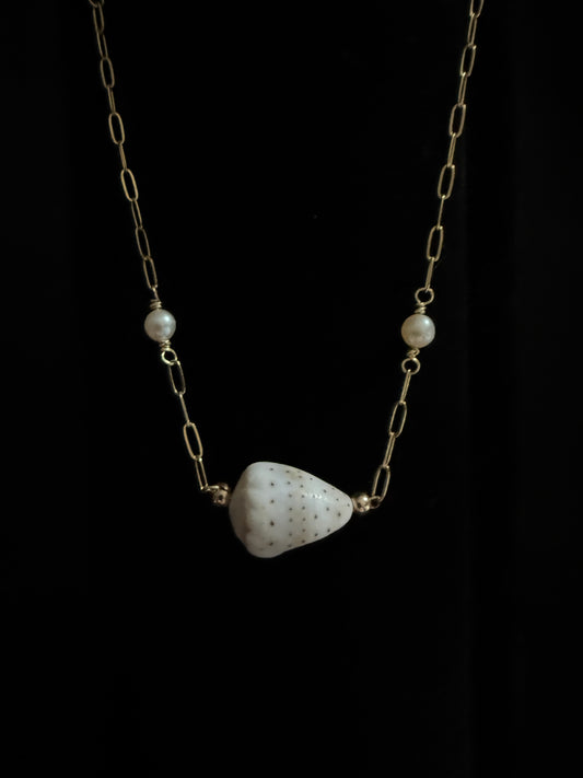 Abbreviated Cone & Pearl Necklace