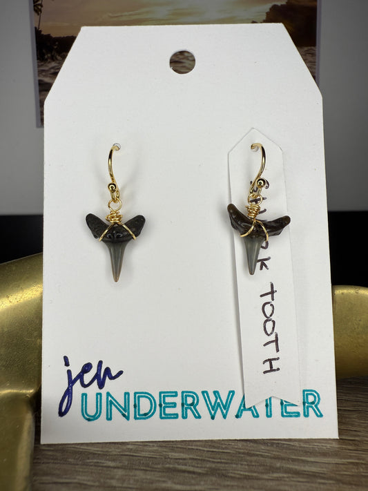 Shark Tooth Earrings- Gold